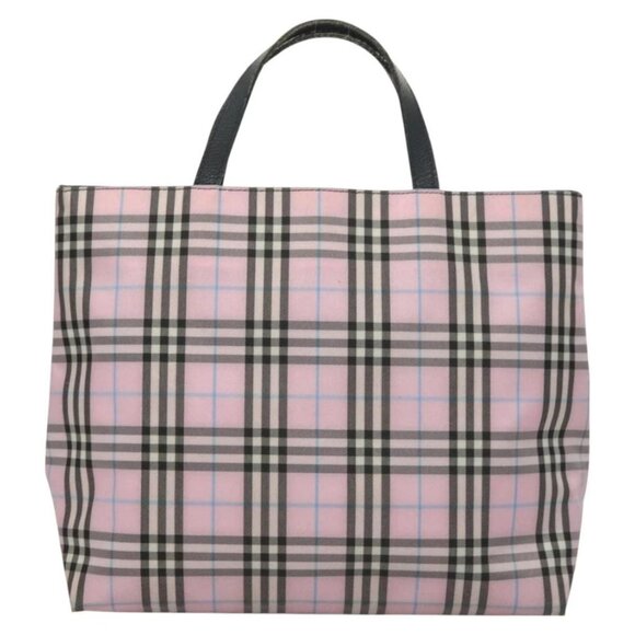 BURBERRY Nova Check Hand Bag Nylon Pink Silver Auth bs26692 - Picture 2 of 16